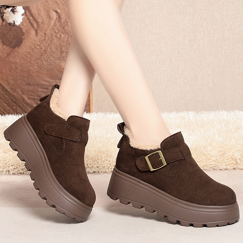 【XW】2975新款勃肯短靴厚底软底保暖圆头时尚上班短靴女靴