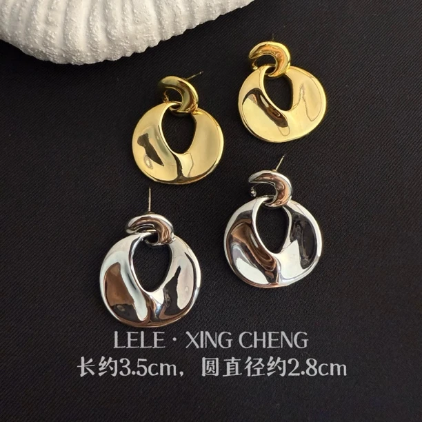 铜合金耳饰 洋气不规则圆圈耳饰 个性潮流小众设计耳环