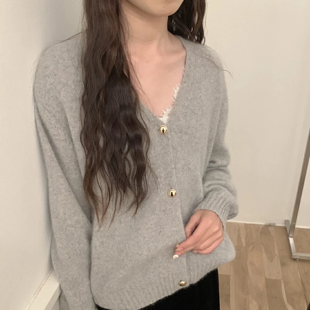 288  韩系小金扣 · 软糯加厚毛衣开衫外套（J13）