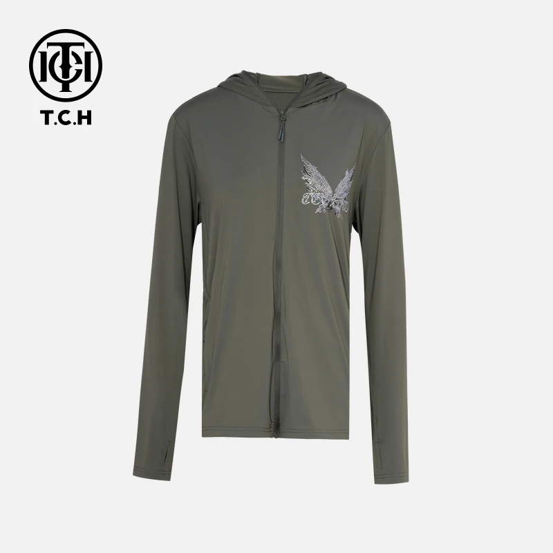 TCH轻奢烫钻工艺简约时尚休闲纯色防晒服女T75A27E1007私服tch