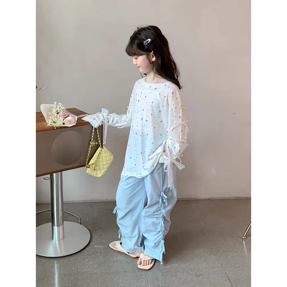 【清货】2025夏韩版星星蕾丝蝴蝶结防晒长袖T恤 D351 351 M