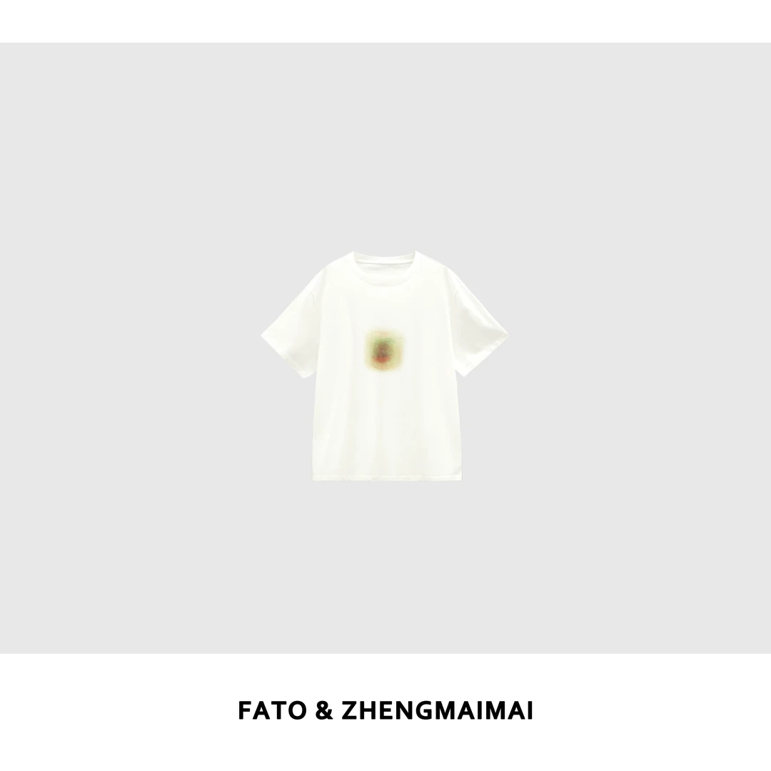 【郑买买】素染 夏季独特设计宽松显瘦简约晕染短袖T恤 XM50508T3