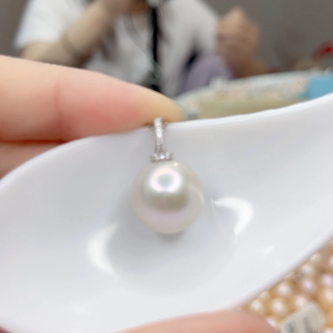 淡水珍珠银S925镶嵌吊坠(不含链)