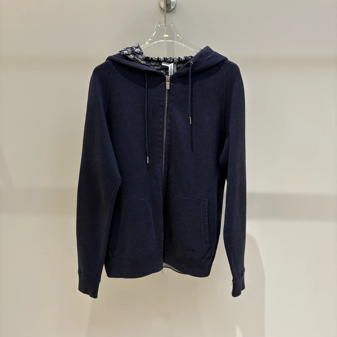 99新 DIOR/迪奥 DI2126 内满印拉链连帽外套 L码 专柜价17500
