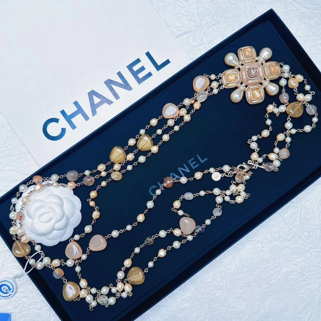 95新 Chanel/香奈儿 柚礼中古/香奈儿雪花珍珠琉璃项链CG501195