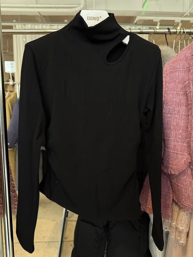【门店同款】ENJOY冬季镂空褶皱打底衫168146505