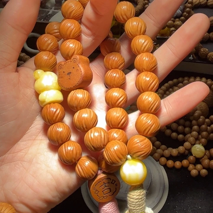 猴头核桃吊坠聚宝盆定风珠全品无瑕无药