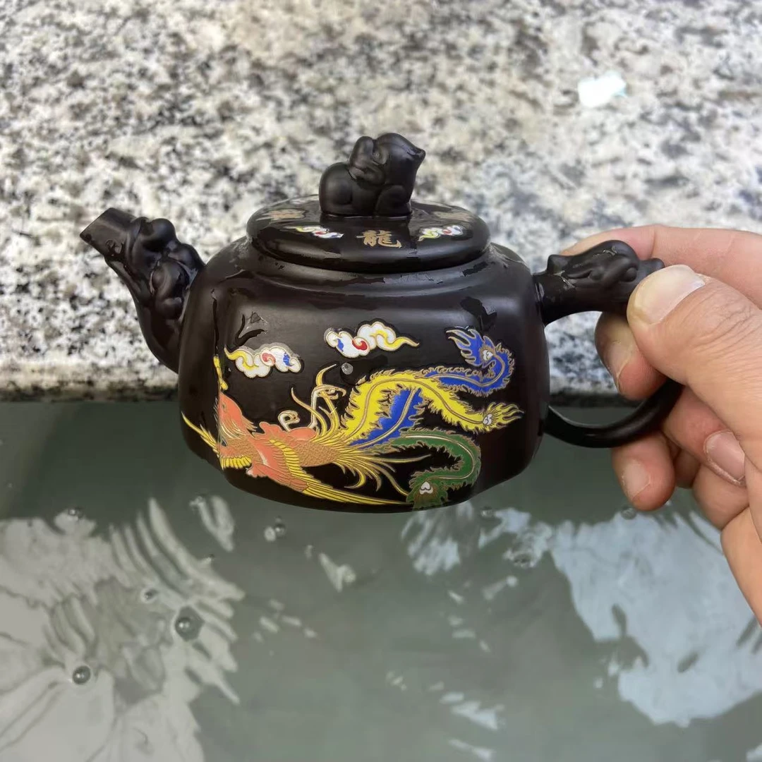 【闪购商品】紫泥四方龙凤变色凤鸣壶