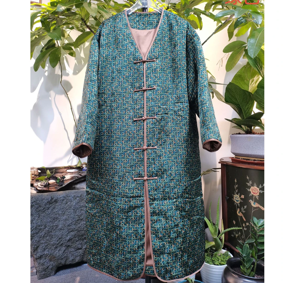 新中式百搭气质款桑蚕丝丝绒棉服大衣  ZQ20B510A70