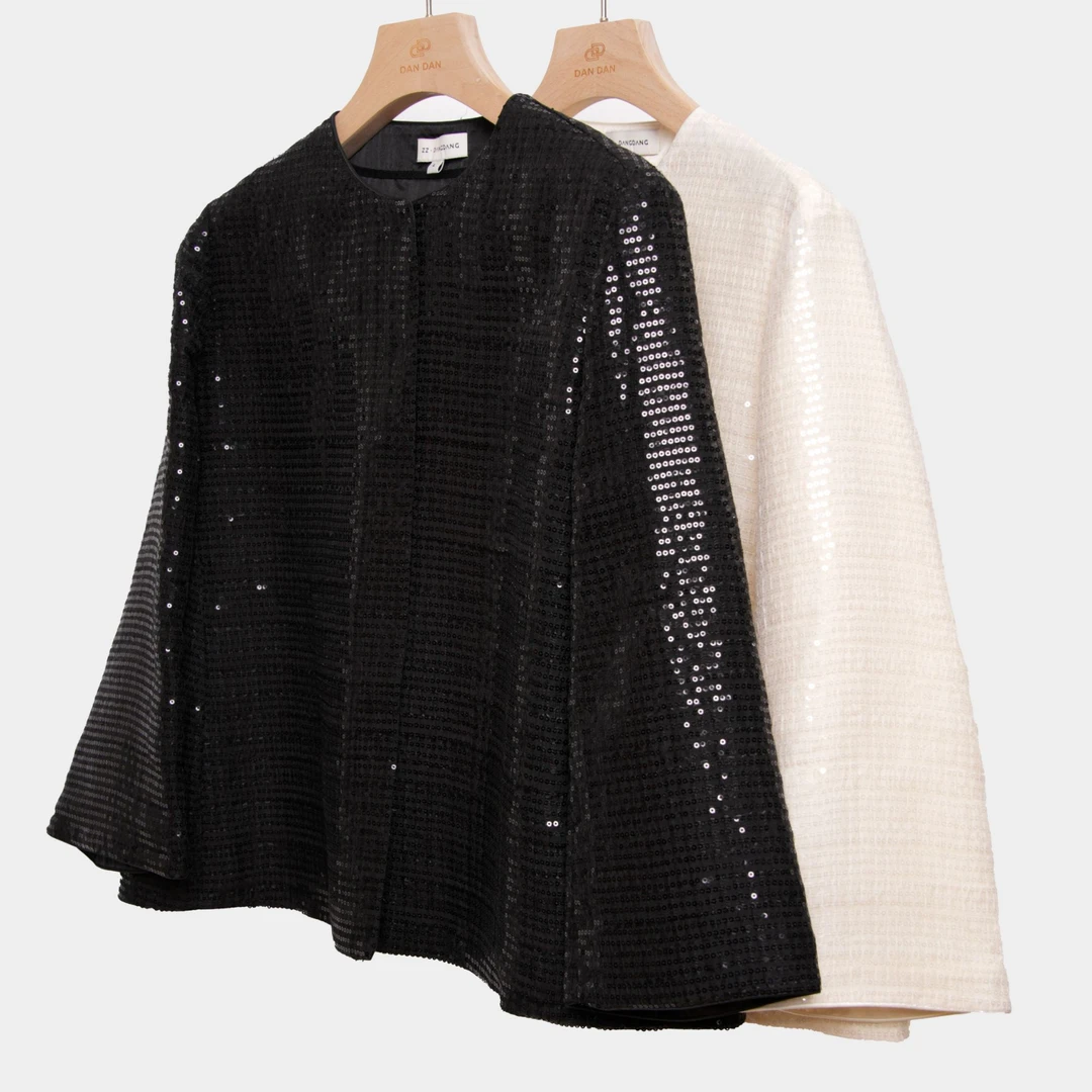 ZZ·DANGDANG【浮世浪漫】中式圆领珠片外套短款小外套气质20824016