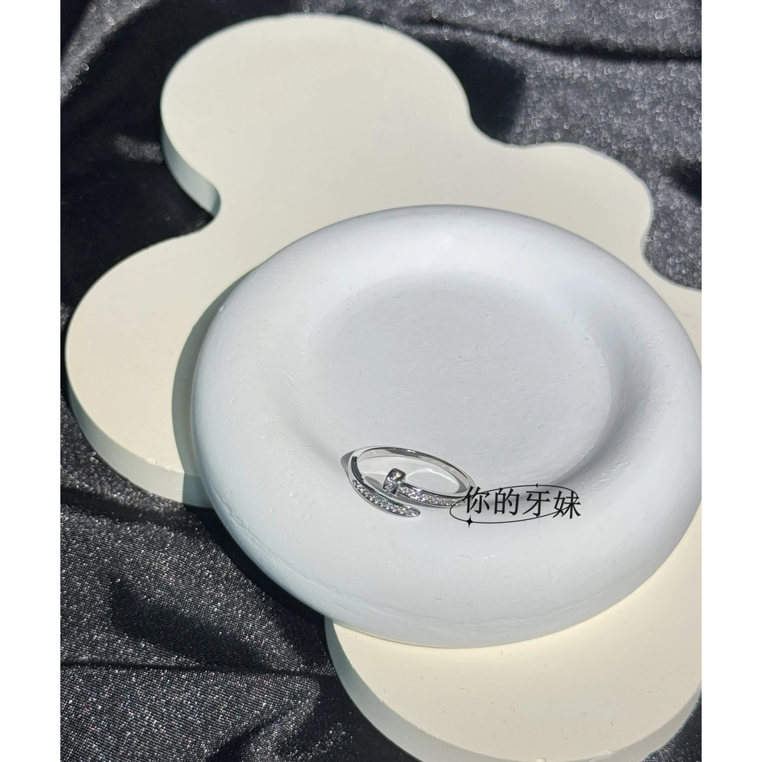 铜合金戒指 钉子戒指JZ122银色复古时尚镶嵌气质小众