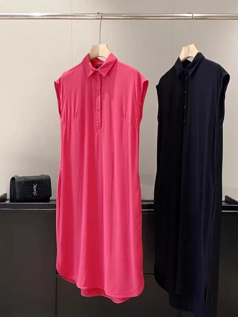 原单！春夏垂感宽松女百搭显瘦纯色夏季衬衫连衣裙