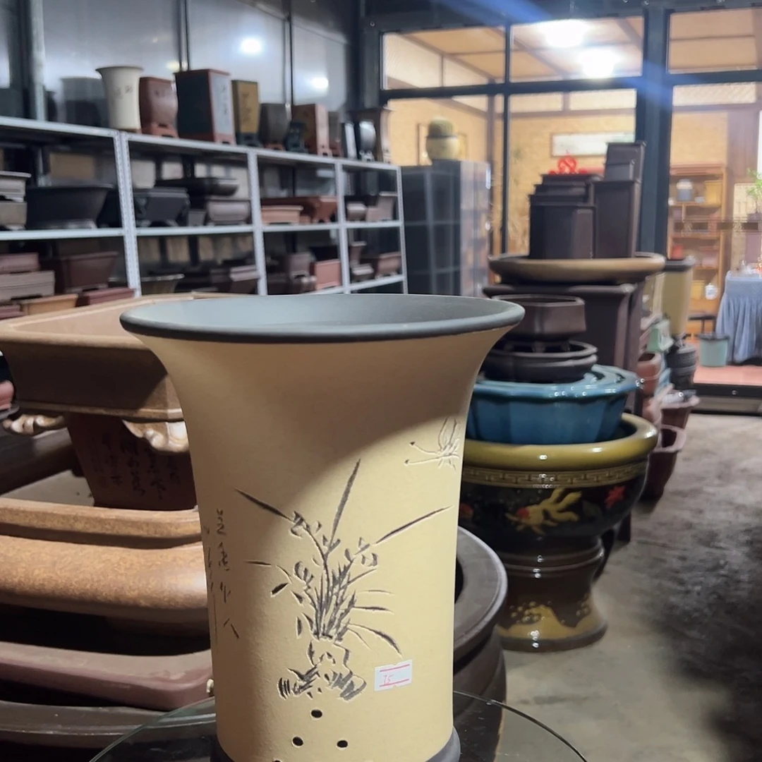 琉璃手工艺品紫砂花盆