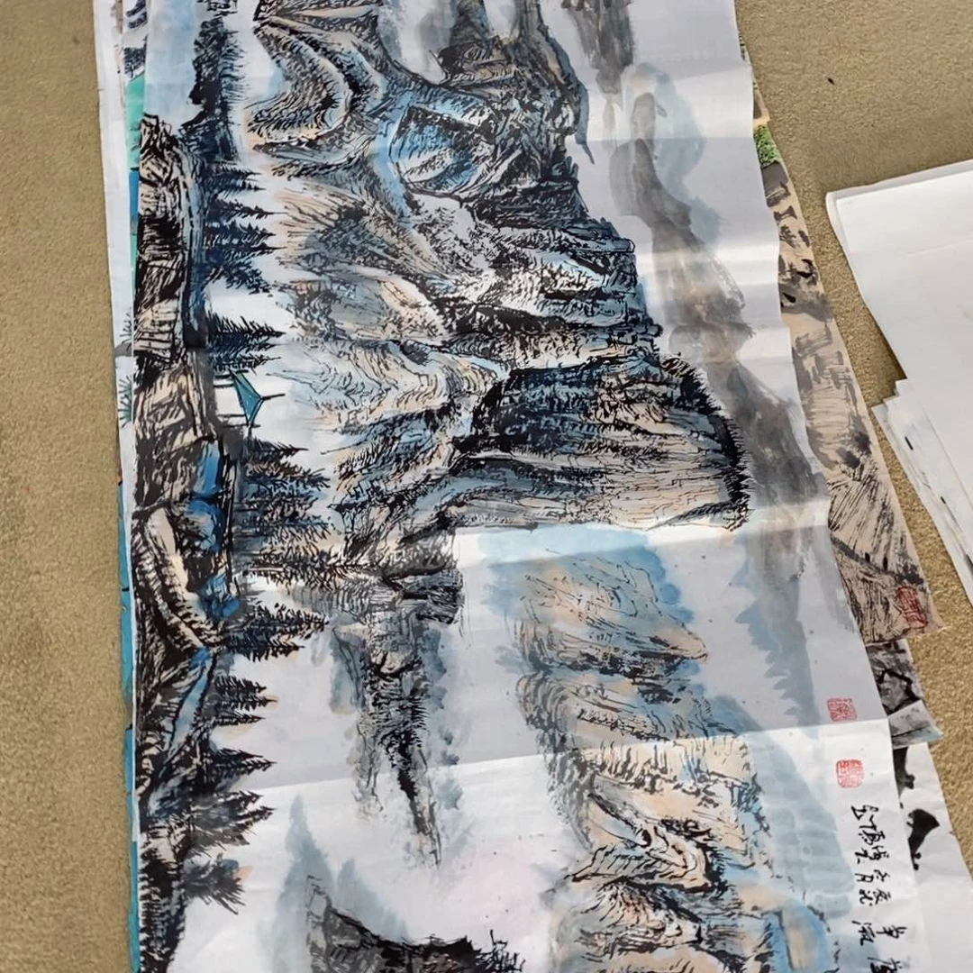 国画小六山水作品朱