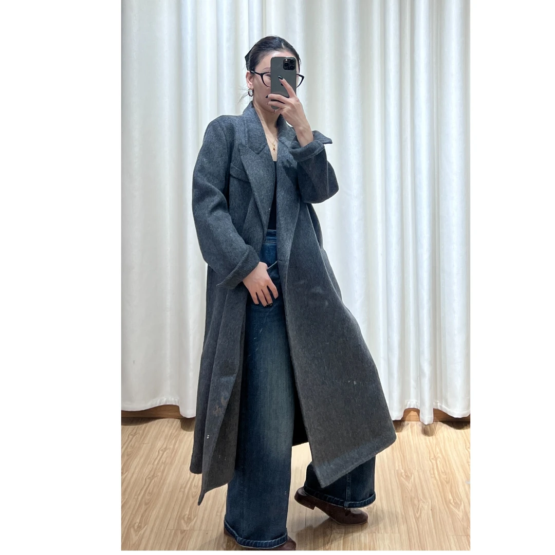 女士秋冬款双面羊毛外套2024款高级韩版呢大衣高级简约59293A
