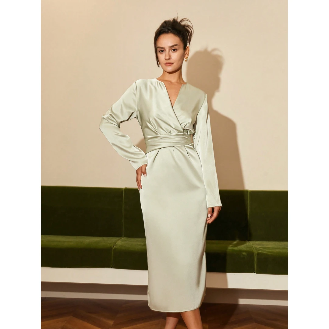 【楠哥专属】薄荷绿绸面连衣裙 23423S