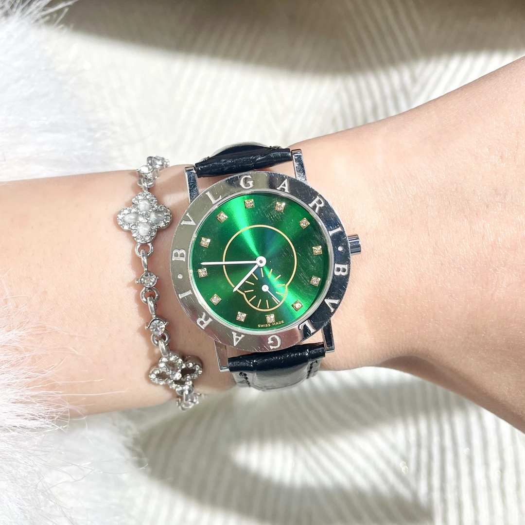 95新 BVLGARI/宝格丽 绿盘/表径33/石英/BB系列/BG104