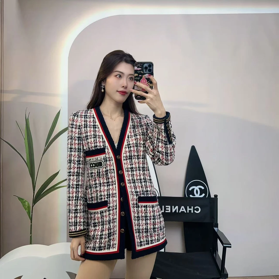 95新 GUCCI/古驰 麦殿/编织外套40码拼色/250128VHSHF04