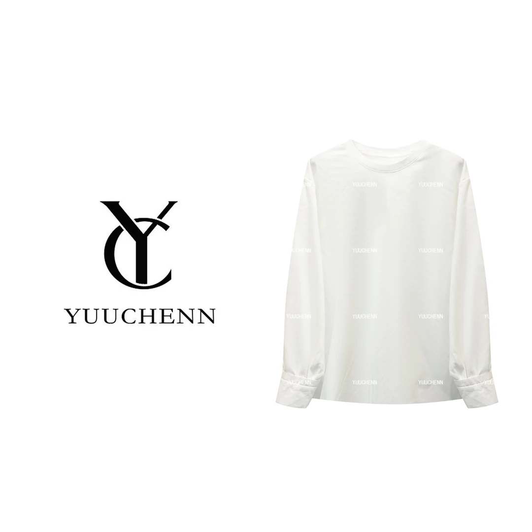 YUUCHENN 纯色刺绣长袖T恤女宽松圆领上衣JYY-A10319