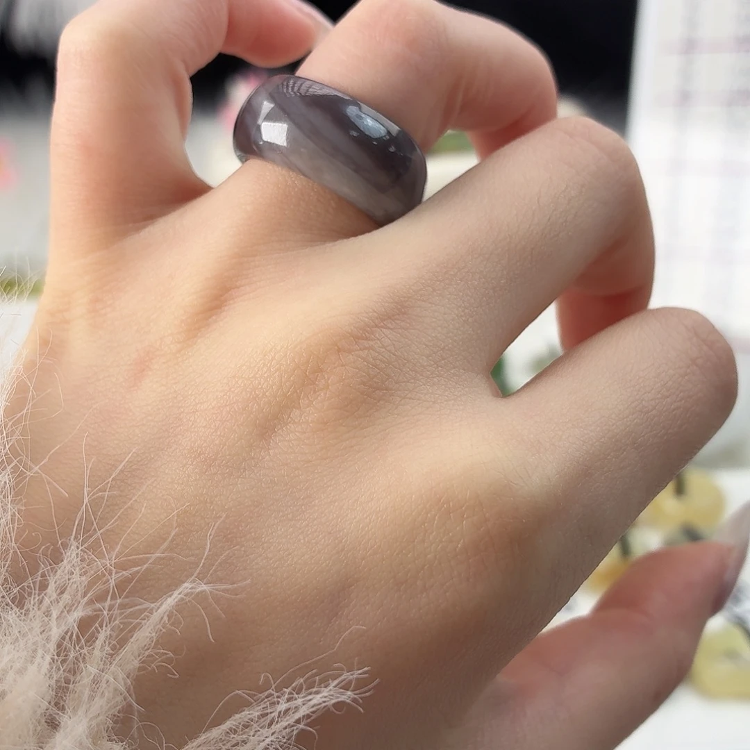 和田玉未镶嵌戒指r25葡萄紫意境轮胎16.4