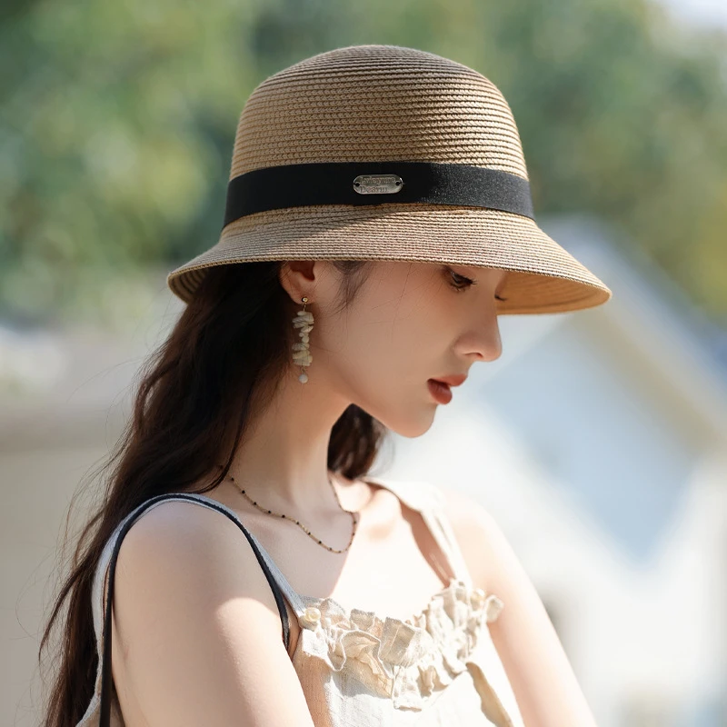 2025日系新款帽子女遮阳防晒帽夏天太阳帽拉菲草帽户外出行显脸小