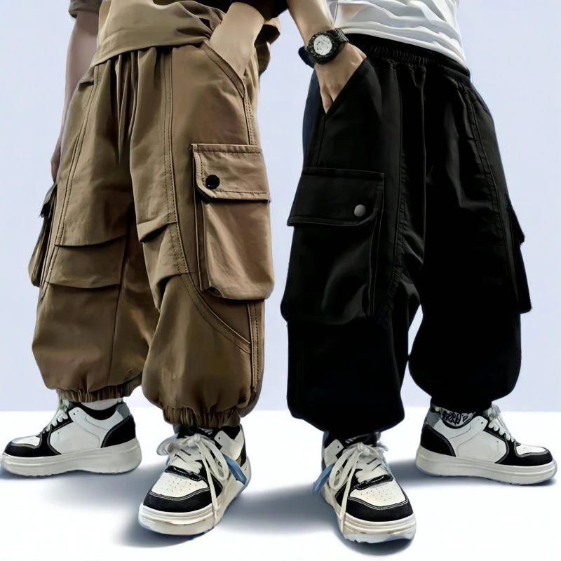 春秋款/加绒款男童裤子中大小童装宽松休闲工装长裤韩版儿童帅气