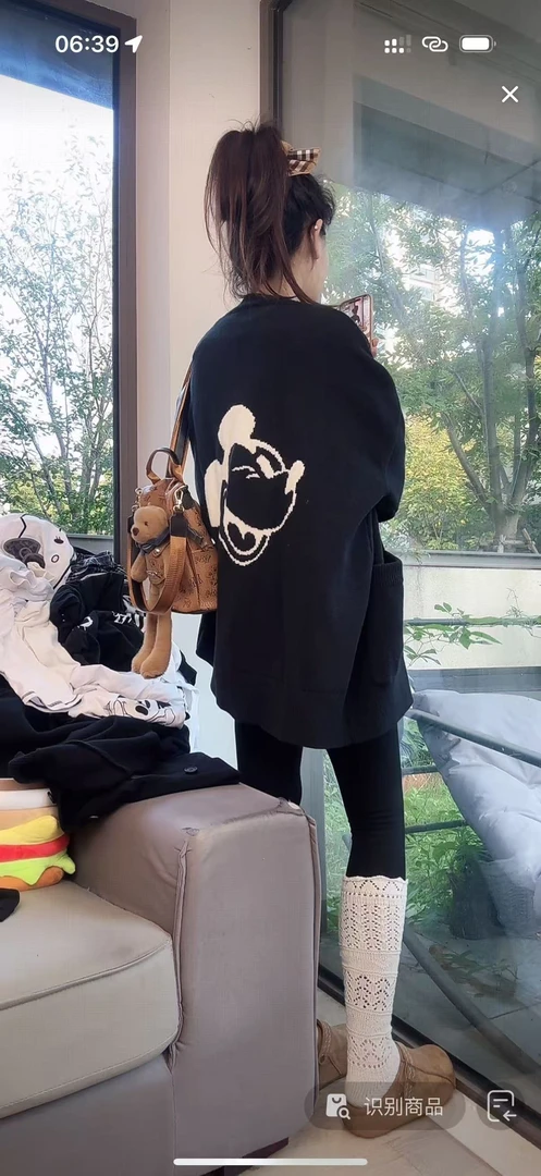 【大头米奇毛衣】衬衫休闲长袖时尚百搭宽松潮流圆领拼接撞色拼色