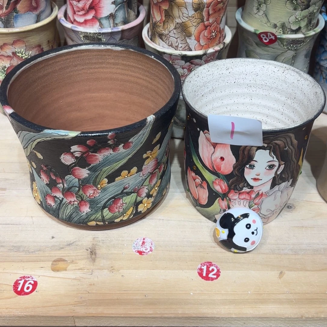 糖***糖景德镇手绘花盆陶瓷