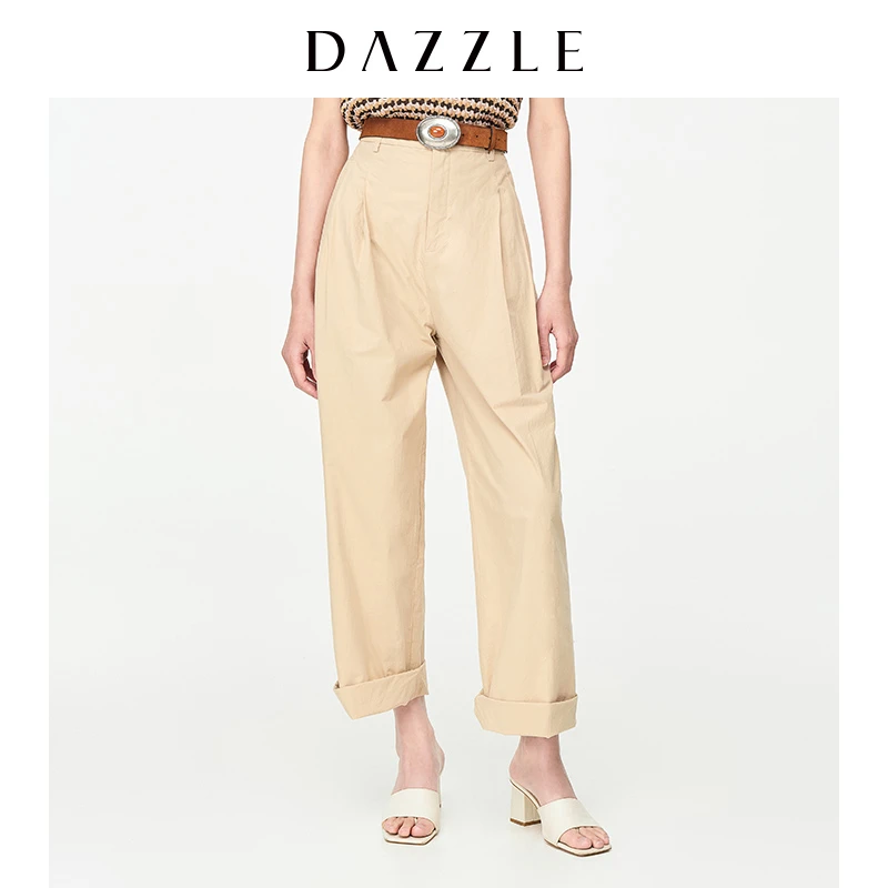 DAZZLE地素宽松高腰阔腿直筒休闲裤2D2Q4151L