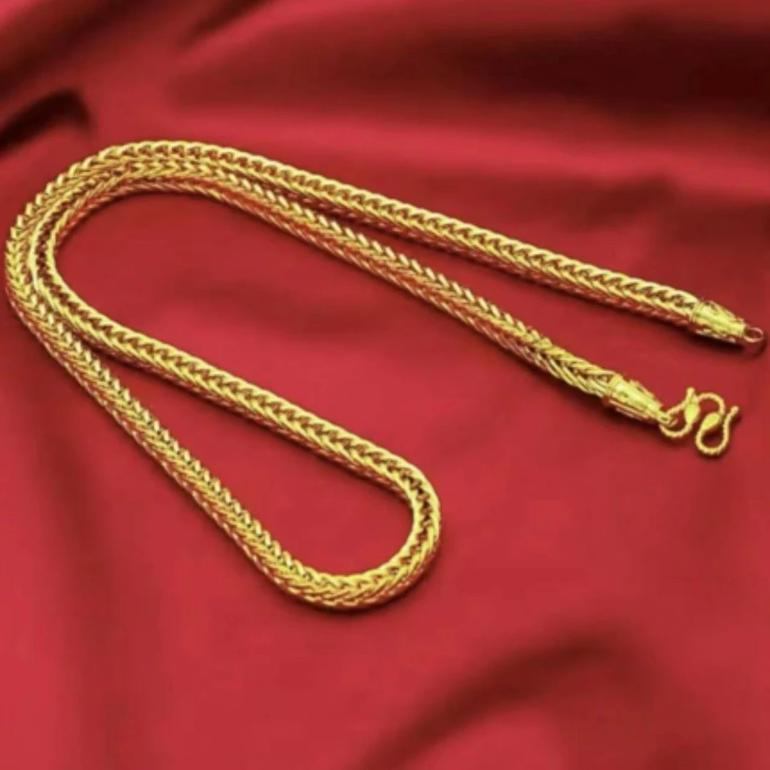 合金项链 【蛇骨项链】男士时尚百搭经典金色霸气真金素款编织好看