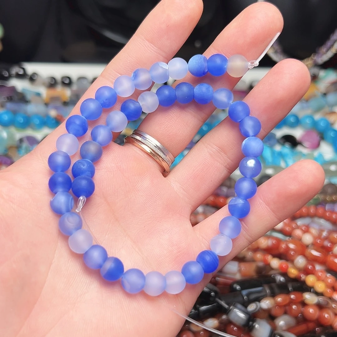 玛瑙/玉髓未镶嵌珠宝半成品C71，玛瑙一条8mm