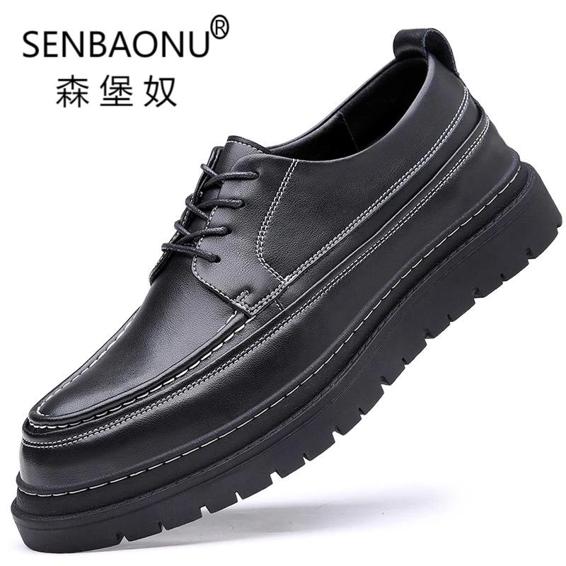 SENBAONU/森堡奴春季新款男士休闲韩版英伦百搭商务正装真皮男鞋