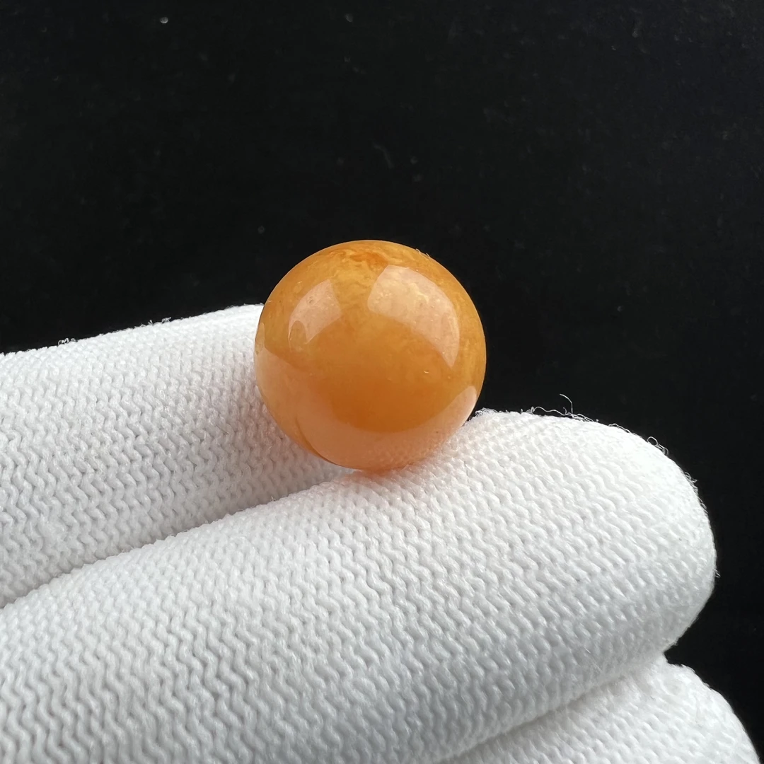 B1322天然蜜蜡瑕疵特价 鸡油黄圆珠17.2mm支持鉴定假一罚十