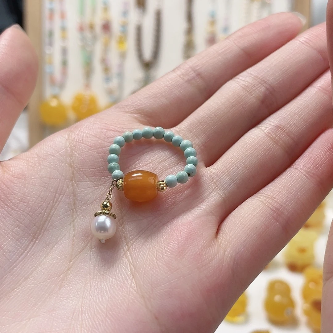 蜜蜡未镶嵌裸石蜜蜡戒指