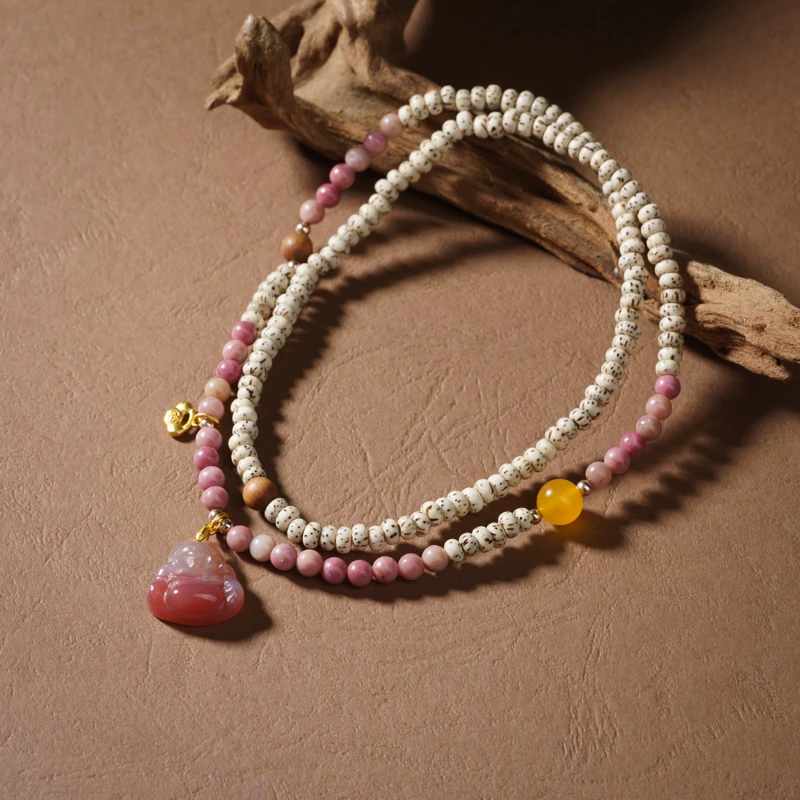 【粉雾禅心】盐源佛公星月菩提项链（多样性发其一）