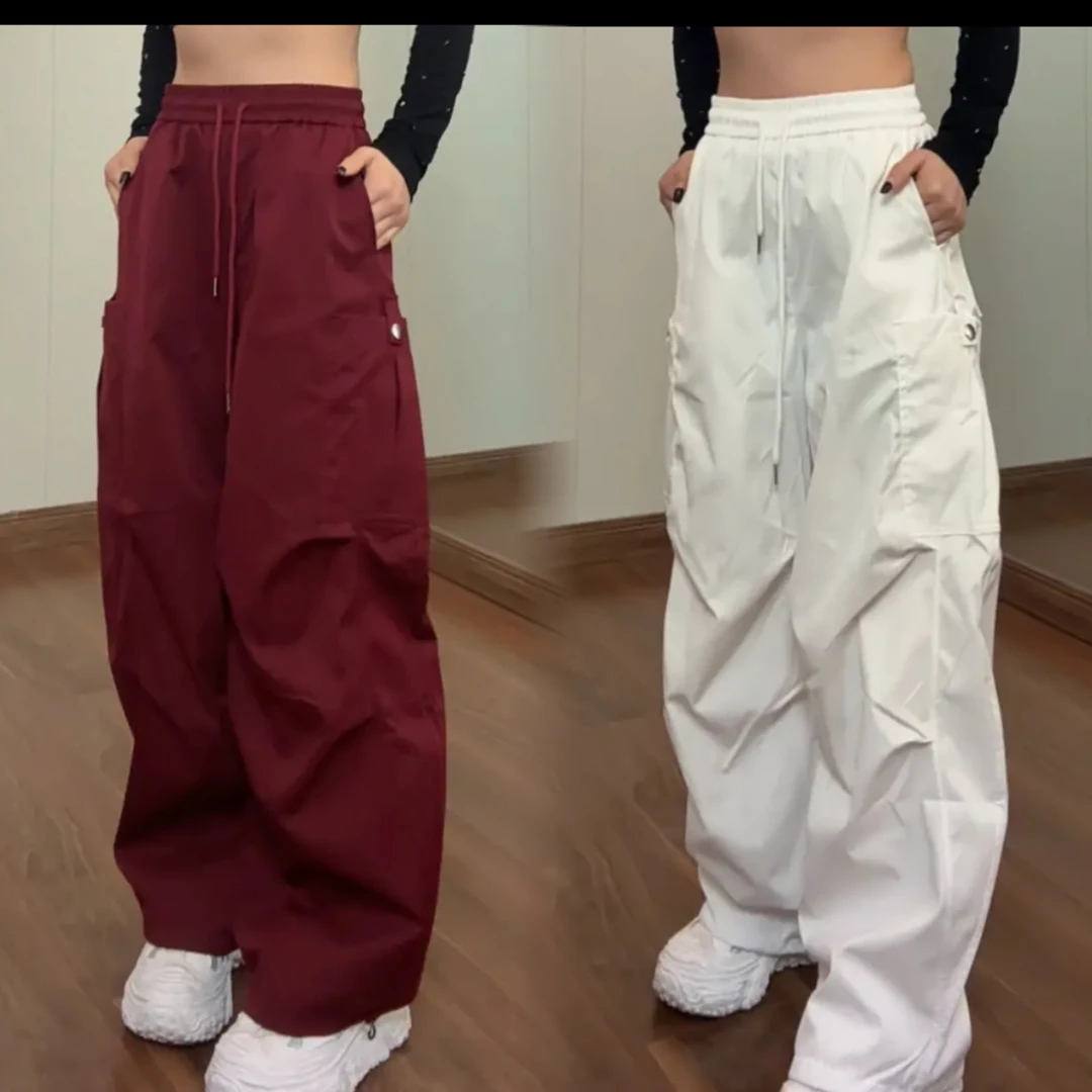 3854伞兵工装裤弯刀裤显瘦男女同款阔腿裤宽松百搭直筒长裤时尚