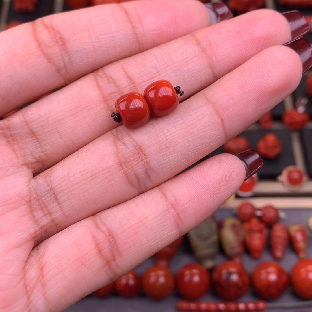南红玛瑙未镶嵌老型对珠8+