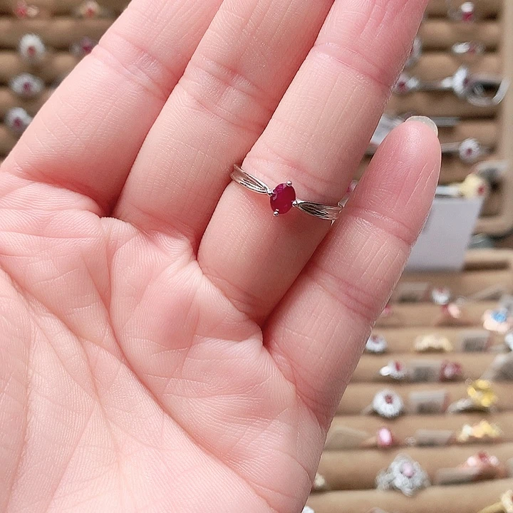 红宝石银S925镶嵌戒指
