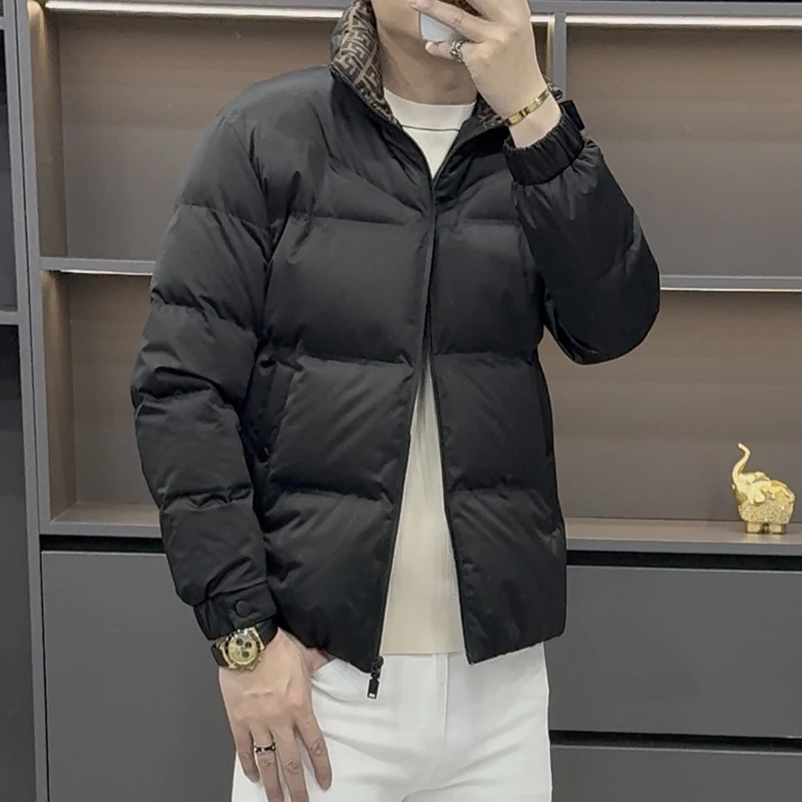 （鑫赏轻奢）男士冬季 时尚撞色字母潮流百搭厚款立领羽绒服5083