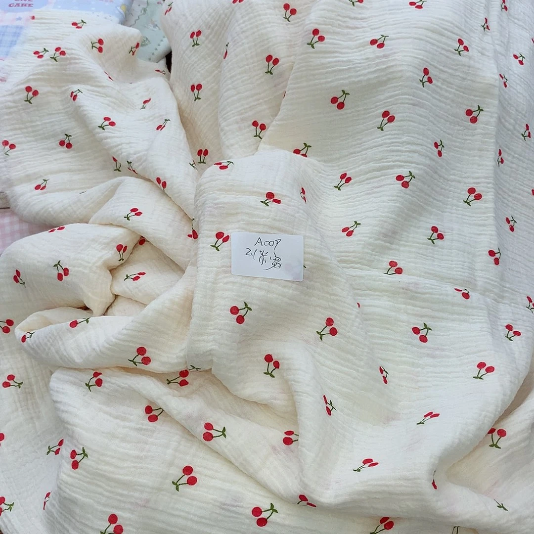 棉A009全棉皱皱纱双层纱2.1米