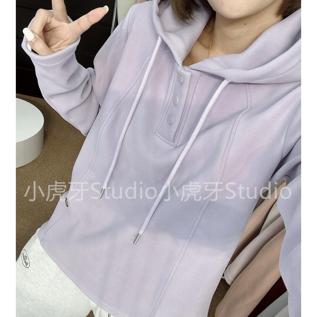 『小虎牙Studio』外贸2024秋冬新款时尚百搭气质加绒立领卫衣-8145