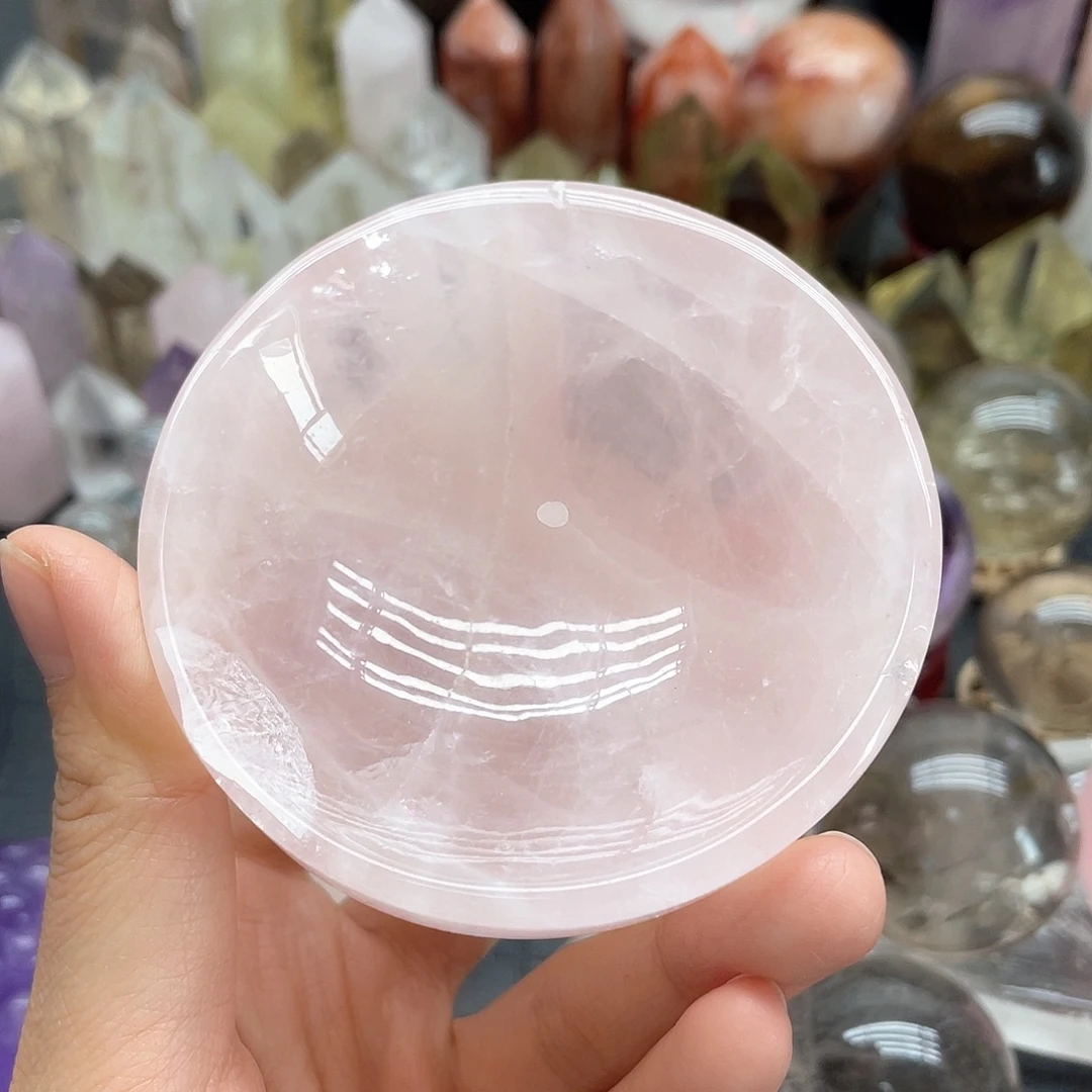 未镶嵌水晶珠宝半成品33粉晶碗微瑕放漏直径7.7mm