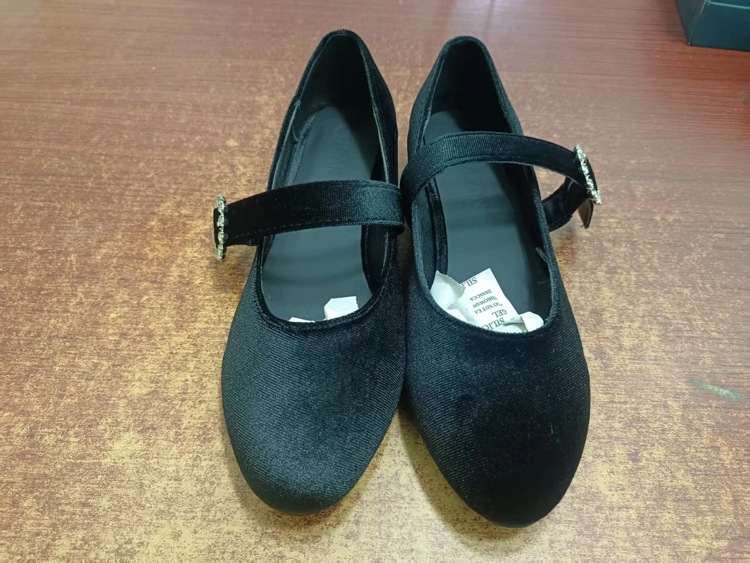 223耐脏玛丽珍鞋胶粘软底女鞋黑色分趾鞋豆豆鞋单鞋跟鞋