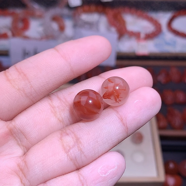 南红玛瑙未镶嵌珠宝半成品冰飘单珠2