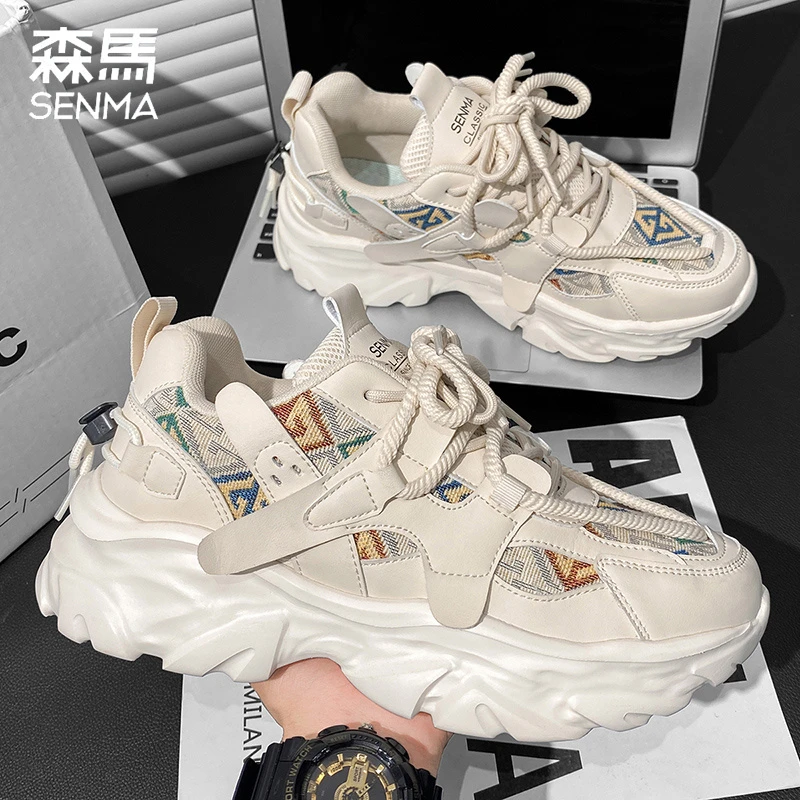 森马男鞋秋季透气百搭厚底增高运动潮鞋青少年休闲跑步小白老爹鞋