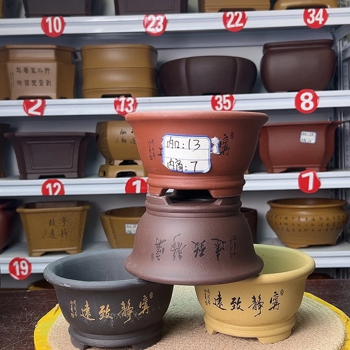 紫砂花盆蛇年大吉