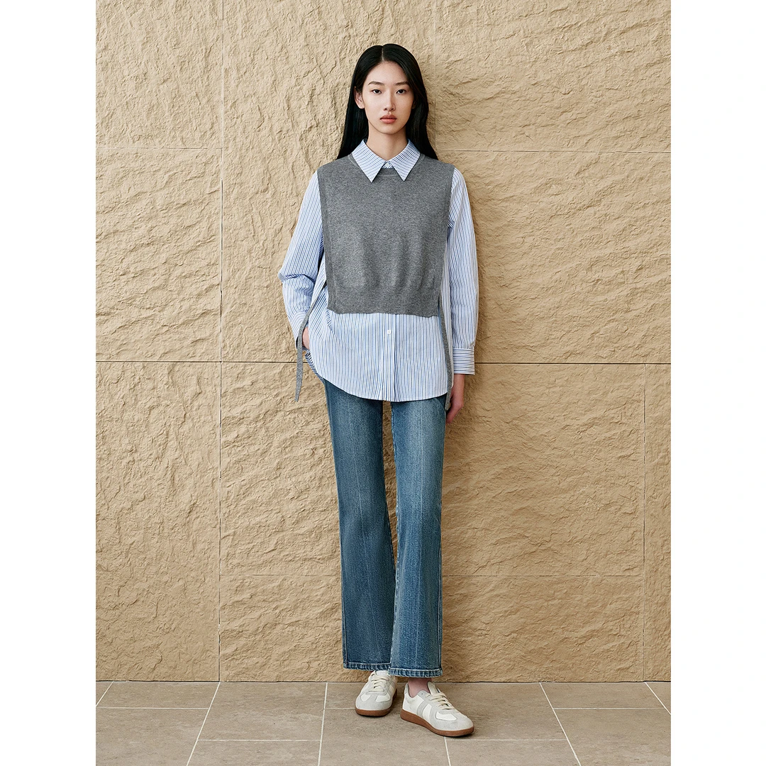 INSUN恩裳2025新款宽松设计感休闲长袖毛针织衫9C65306030