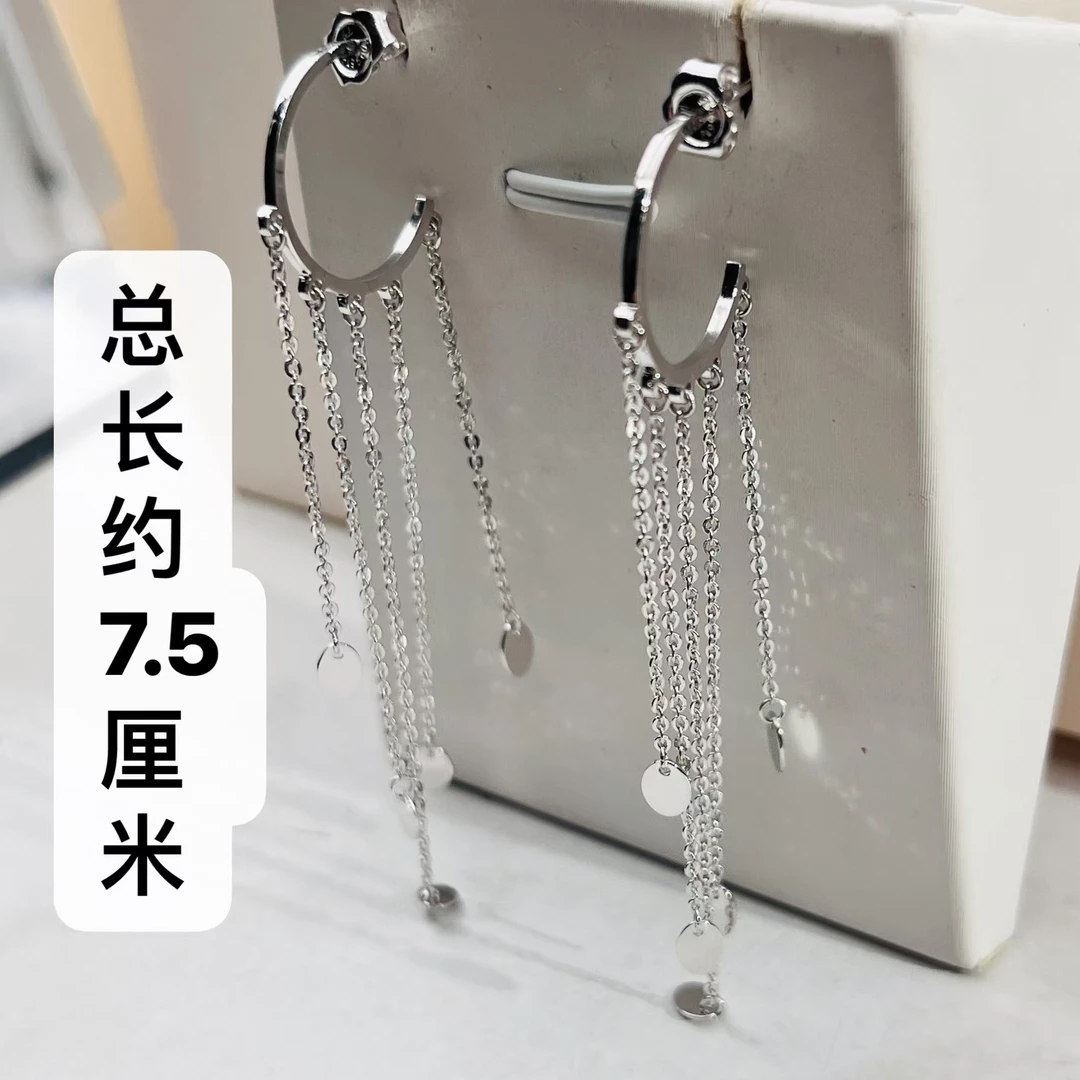 PT950铂金耳饰 半圆叶子流苏铂金耳钉  5.72克  ！