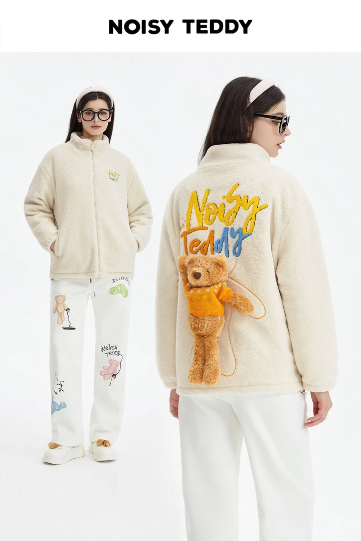 NOISY TEDDY男女同款25冬季新款可爱立 体熊时尚潮流棉服外套百搭