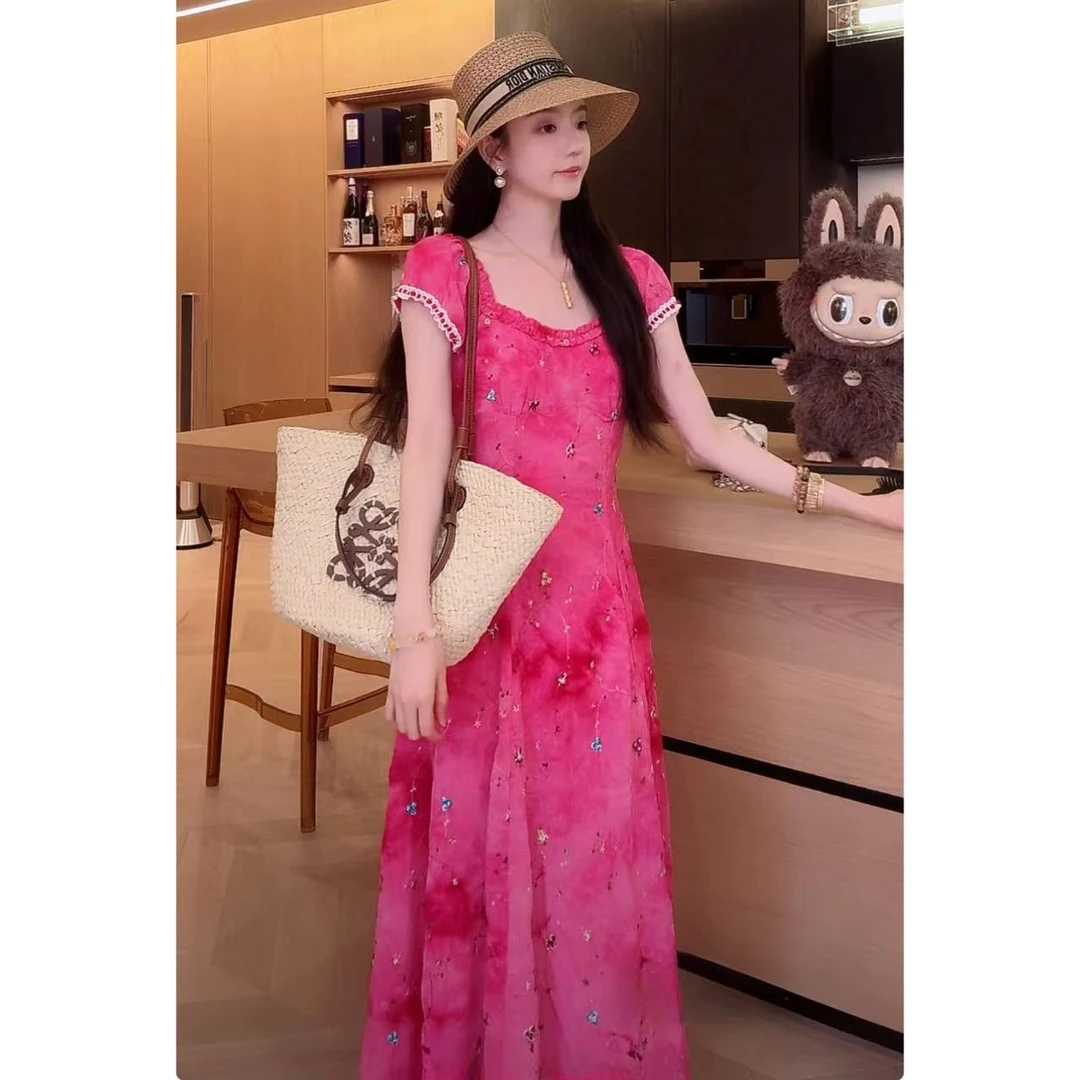 Zwinnie/詹维尼【玫红色刺绣连衣裙】GZC202535